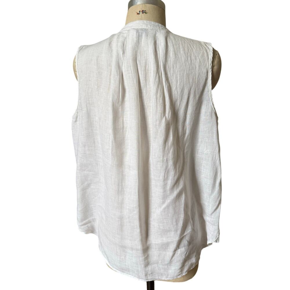 The Shirt Company London Sleeveless Linen Blouse in White Size Large - Picture 4 of 5